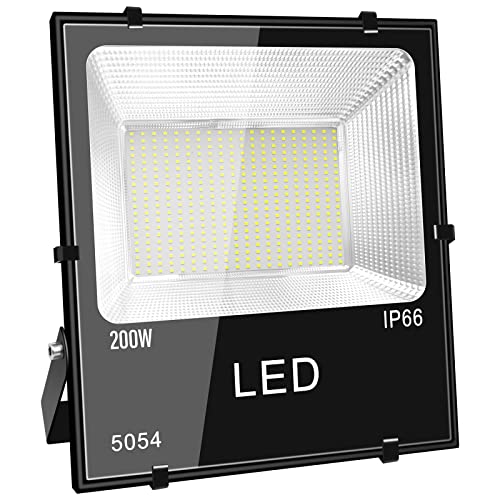 Willpower LED Floodlights 200W 20000LM LED Security Lights Outdoor IP66 Waterproof Daylight White 6000K 80V-260V for Garden Backyard Garage Back Door Yard Lawn Basketball Football Court Patio            [Energy Class F]