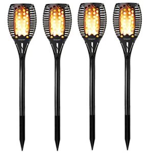 GOGOMY 4 PACK Solar Flame Lights Authentic 96 LED Flickering Flame Solar Powered Garden Torch Lights Dusk to Dawn Auto On/Off IP65 Waterproof Christmas Lights Decorative for Patio Lawn Pathyway