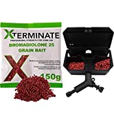 Xterminate Rat and Mouse Killer Poison Grain Bait Sachets 150g with Secure Mouse Bait Station | I...