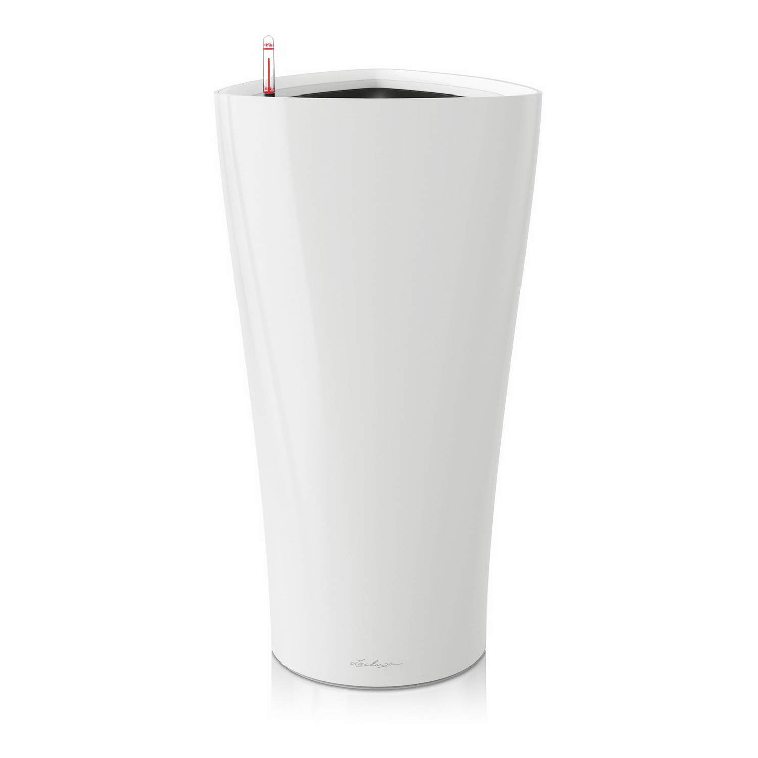 LECHUZA DELTA 40 Self Watering Planter Large Garden Flower Plant Pot Indoor/Outdoor Floor with Planter Drainage Hole and Plant Substrate Poly Resin D40 H75 cm White High-Gloss