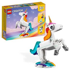 LEGO 31140 Creator 3 in 1 Magical Unicorn Toy to Seahorse to Peacock