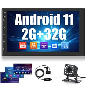 [2+32GB] NHOPEEW Android 11 Double Din Car Stereo Radio 7 Inch Capacitive Touch Screen Car In-Dash Navigation GPS Unit DAB Support WiFi Connect Bluetooth Mirror Link SWC + Backup Camere + DAB Receive