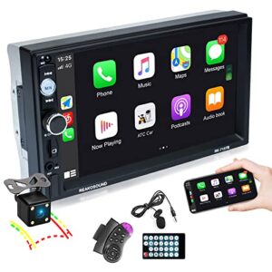 NHOPEEW Car Stereo Radio Multimedia Player In-Dash Carplay 7'' Double Din Touch Screen with External MIC BT Fm Radio and Reversing Backup Camera