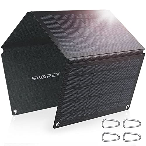 SWAREY Solar Charger 30W ETFE Solar Panel Foldable Monocrystalline Lightweight with USB-A/USB QC 3.0