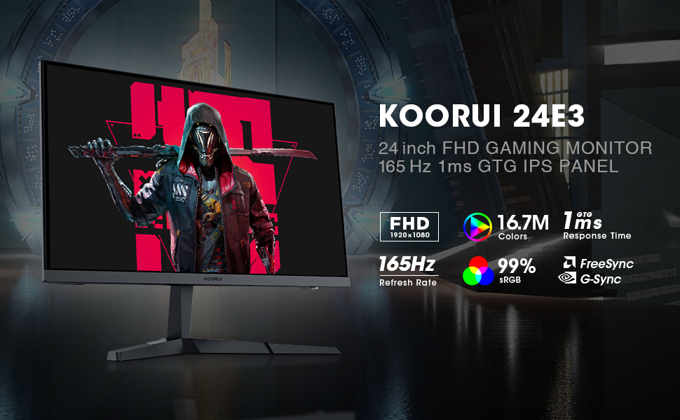 Gaming Monitor 24 Inch Computer Monitor FHD 165Hz