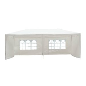Outsunny 6 x 3 m Party Tent Gazebo Marquee Outdoor Patio Canopy Shelter with Windows and Side Panels White