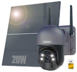 Xega 4G LTE Security Camera with 20W Solar Panel 20