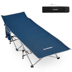 FUNDANGO Folding Camping Bed Extra Large Camp Cot for Adults Heavy Duty with Side Pouch Carry Bag Max Load 150kg/330lbs