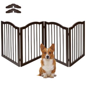 COSTWAY 4 Panel Folding Pet Gate with Support Feet and Arched Top