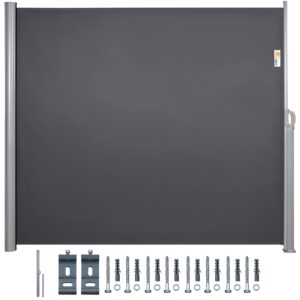 SUNMER Aluminium Side Awning Retractable Full Cassette Adjustable Length for Outdoor Privacy Screen Shelter Wind Breaker for Garden