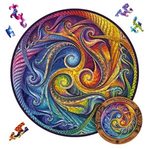 UNIDRAGON Original Wooden Jigsaw Puzzles - Mandala Spiral Incarnation
