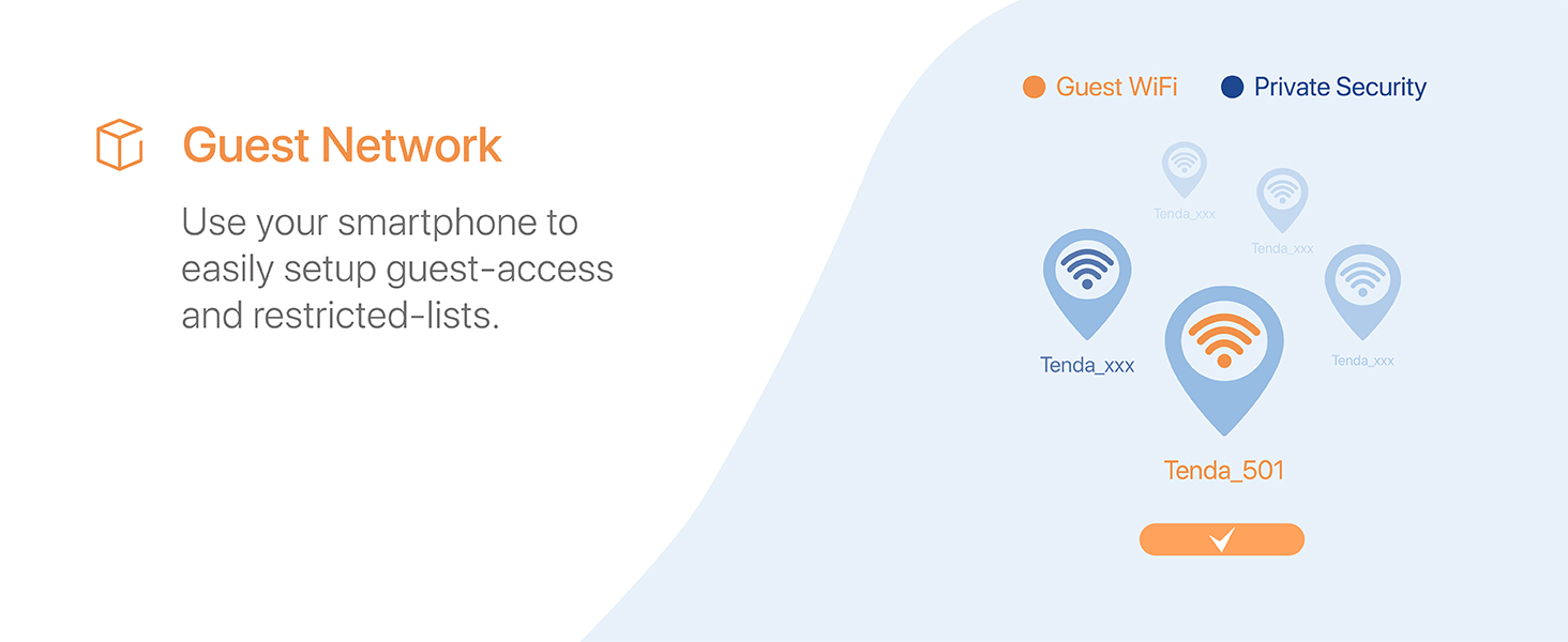 Use your smartphone to easily setup guest-access and restricted-lists.