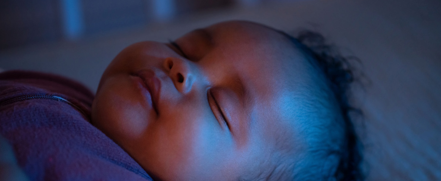 Start with calming lights and sounds for newborn and use time-to-rise for toddlers. 