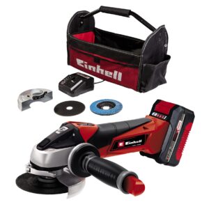 Einhell Power X-Change 115mm (4 Inch) Cordless Angle Grinder With Battery And Charger - 18V Disc Battery Grinder For Cutting