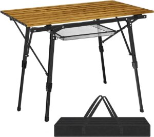 Nestling Picnic Folding Tables Aluminum Table for Outdoor Dining Tables for Camping/Banquet/Picnic Party/Garden BBQ - Adjustable in Height (Wood Grain)