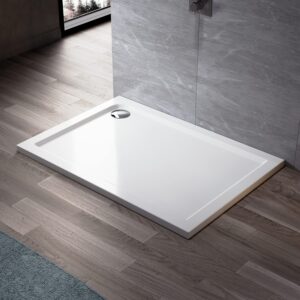 ELEGANT Rectangular 1200 x 800 x 40 mm Stone Tray for Shower Enclosure Cubicle + Waste Trap
