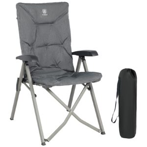 EVER ADVANCED Luxury Camping Chairs for Adults Heavy Duty Aluminum High Back Oversized Folding Garden Chair Comfy Padded 6cm Loadable 120kg Cam Adjustable Dining Chairs 4-Position Recliner Deck Stool