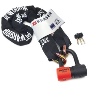 KRASER KR50150 SRA Homologated Set Solid Mini U Disk Lock Anti-Theft Motorbike Padlock Ø18 + 13.5mm 150cm Chain