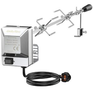 Onlyfire BRK-6031 Universal BBQ Rotisserie Kit Chromed Roast Spit Set for Most Gas Barbecue Grills