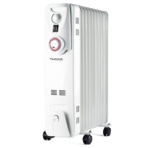 Oil Filled Radiator Free Standing – Heaters for Home Low Energy – Electric Heater with Thermostat – Portable 2500W Radiator with Timer – by Nuovva