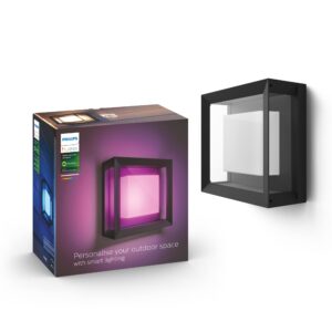 Philips Hue Econic White and Colour Ambiance LED Smart Garden Wall Light [Square Porch Light]