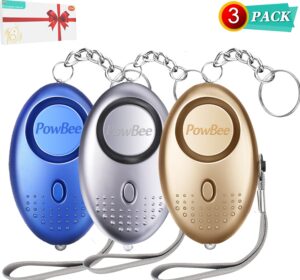 Personal Alarms For Women - 3 PACK Reusable Police Approved 150DB LOUD Security Alarms Keychain with LED Light
