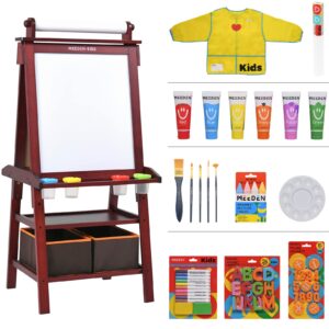 MEEDEN Kids Wooden Art Easel with Double-Sided Standing Blackboard & White Board