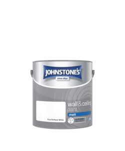 Johnstone's - Wall & Ceiling Paint - Pure Brilliant White - Matt Finish - Emulsion Paint - Fantastic Coverage - Easy to Apply - Dry in 1-2 Hours - 12m2 Coverage per Litre - 2.5L