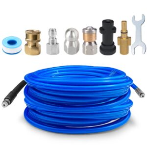 30M High Pressure Washer Drain 3000 PSI/180bar Hose Cleaning Kit Sewer Jetter Kit for Karcher K2-K7 Series & Bosch AQT Household Use Pressure Washe