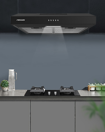 FIREGAS Black Chimney Cooker Hood 60cm with Carbon Filters Stainless Steel Wall Mounted Extractor...