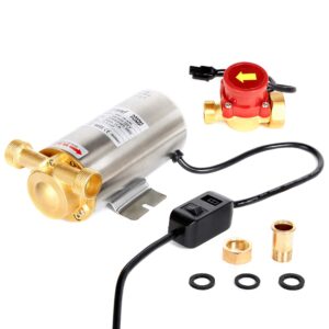 Nordstrand 90W Hot and Cold Water 1 Bar Pressure Booster Pump - for Shower Home Garden Irrigation Washing Machine - Inline Electric Automatic - Stainless Steel