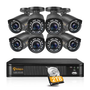 Anlapus 8CH 2K 5MP PoE Security Camera System H.265+ NVR with 2TB Hard Drive and (8) 5MP Outdoor PoE IP Camera for Home Surveillance