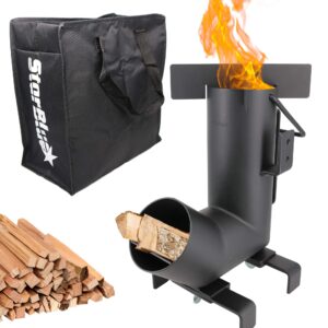 Camping Rocket Stove by StarBlue with FREE Carrying Bag - A Portable Fuel Saving Wood Burning Camping Stove with Large Fuel Chamber Best for Outdoor Cooking