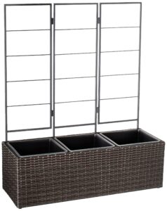 Amazon Basics Wicker Trellis Planter with Inner Plastic Liner - Three Buckets