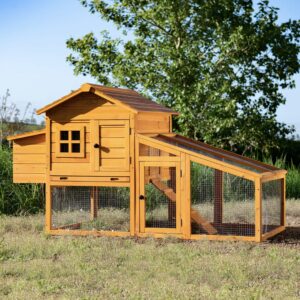 Feel Good Windsor Chicken Coop with Nesting Box and Outdoor Run includes Solid Wooden Roof Galvanised Removable Tray Secure Lockable Door with Perches and Ventilatio