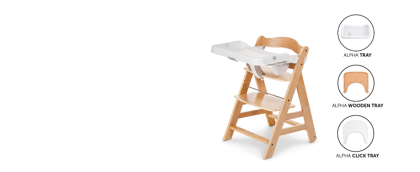 highchair for children compatible with alpha tray, wooden tray or click tray