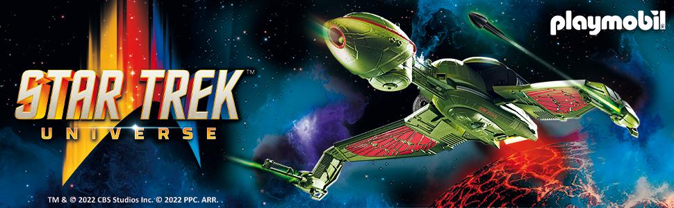 Playmobil Bird-of-Prey spaceship, Text reads Playmobil Star Trek Universe