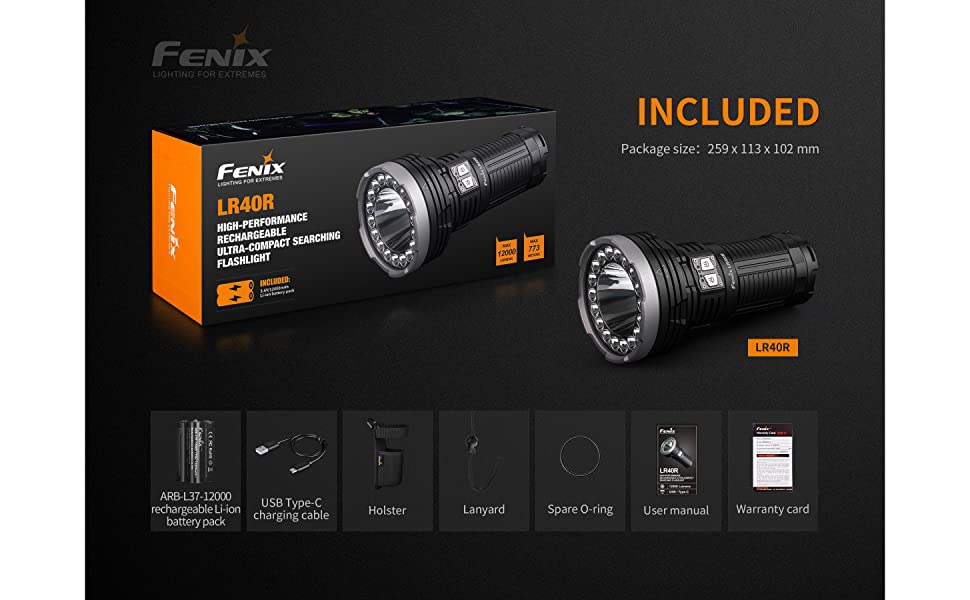 fenix LR40R package & contents