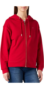 Woman in Tommy Hilfiger zip hoodie