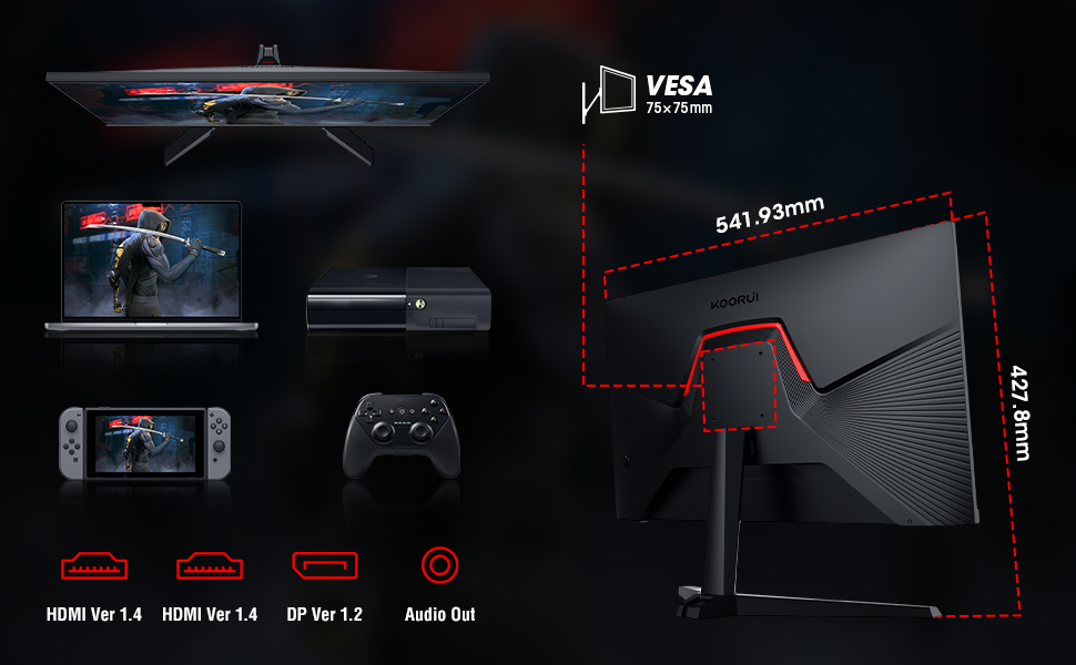 Gaming Monitor 24 Inch Computer Monitor FHD 1ms 165Hz