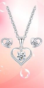Heart Necklace Earrings Set