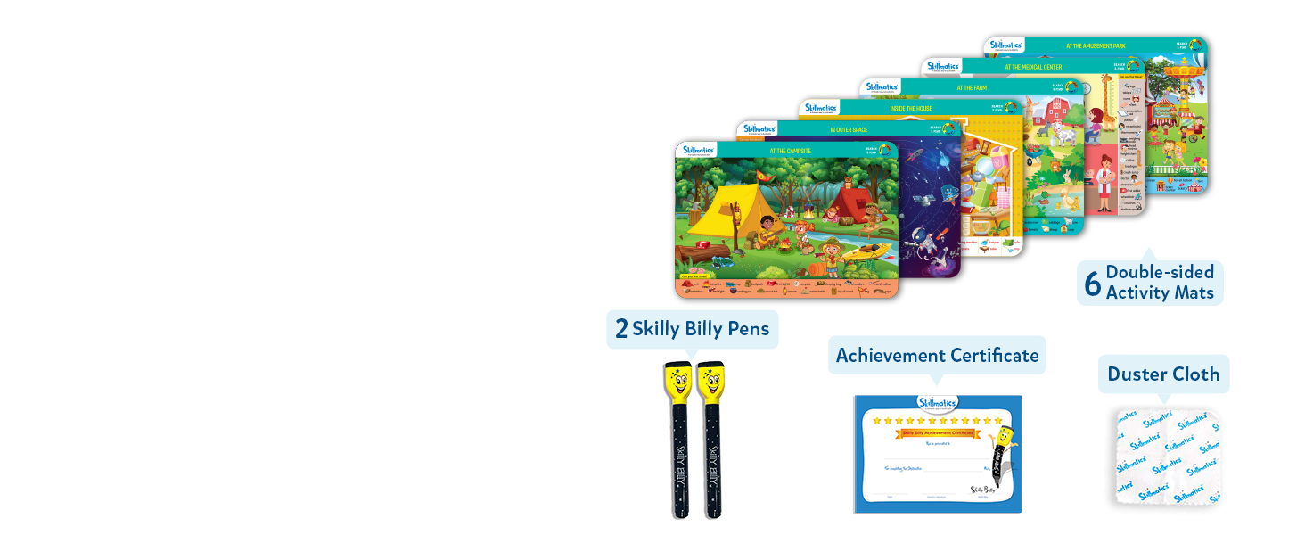 activity mats with markers and duster cloth