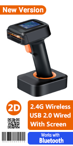 barcode scanner bluetooth 2d qr with screen