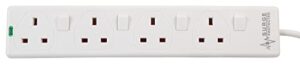 PRO ELEC PELB1921 4 Way Individually Switched Surge Protected Extension Lead White