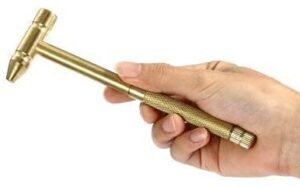 The 6-in-1 Mini-Miniature Copper Hammer and Screwdriver Hand Tool is Ideal for Eating Walnut and Jeweler Watchmakers. (Gold)