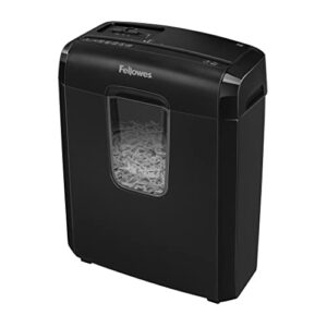 Fellowes Paper Shredder for Home Office Use - 6 Sheet Cross Cut Shredder for Home and Personal Use - Deskside Shredder with 11 Litre Bin and Safety Lock - Powershred 6C - High Security P4 - Black