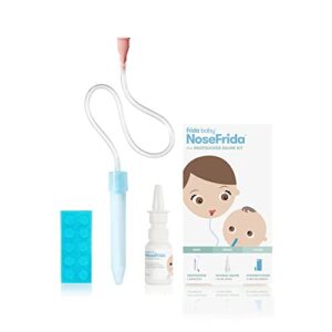 Baby Nasal Aspirator NoseFrida The Snotsucker with 10 Extra Hygiene Filters and All-Natural Saline Nasal Spray by Frida Baby white