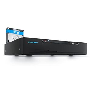 VEEZOOM 4K PoE NVR 8 Channels Security 8MP PoE Network Video Recorder System 8CH with 2TB Hard Drive Supports 8MP/5MP/4MP/3MP/2MP PoE IP Cameras Surveillance Recording 24x7