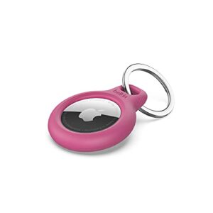 Belkin F8W973 AirTag Case with Key Ring (Secure Holder Protective Cover for Air Tag with Scratch Resistance Accessory) - Pink