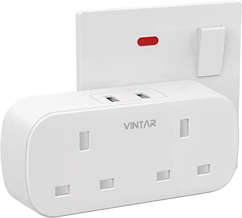 [1-pack] VINTAR Double Plug Adaptor with 2 USB